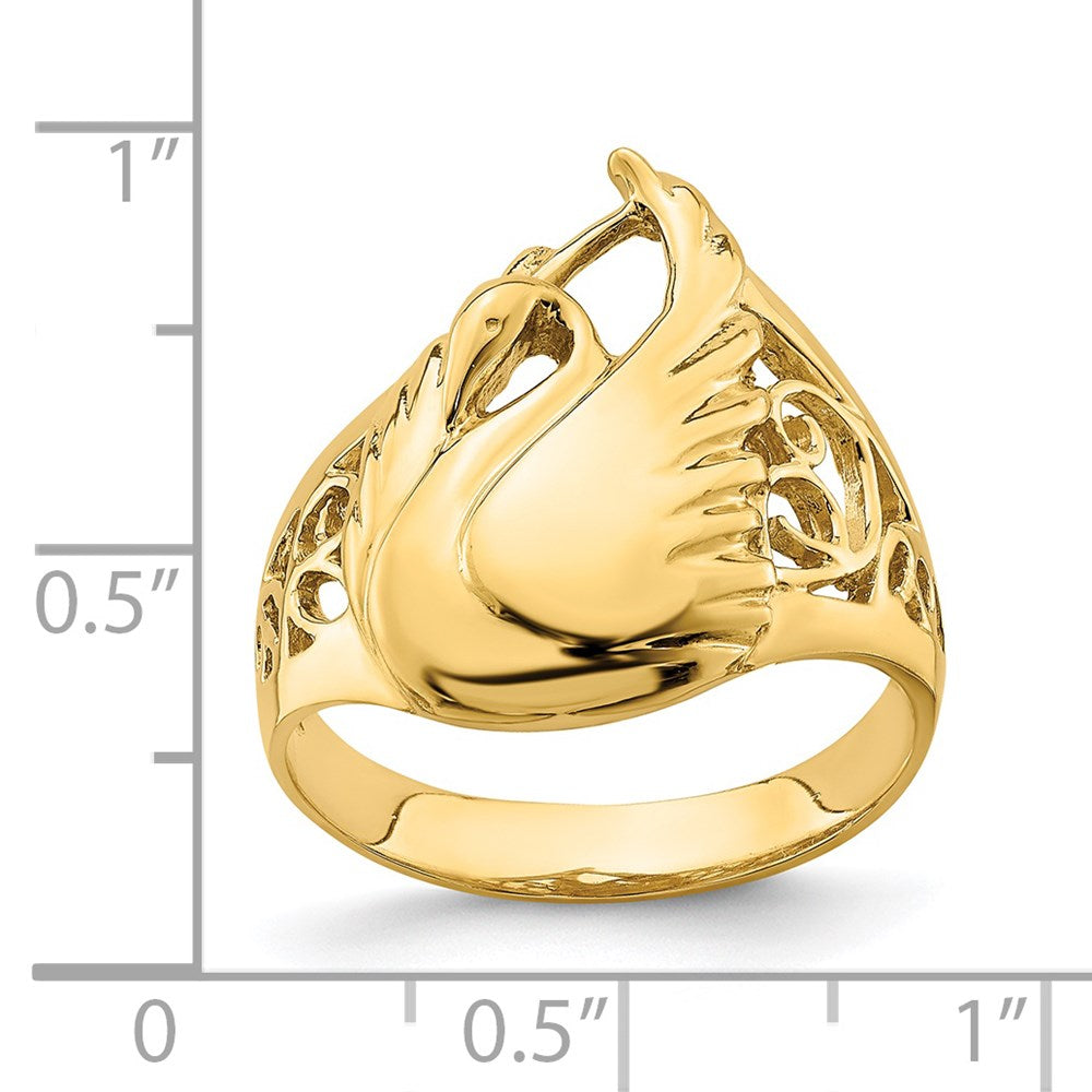 14K Gelbgold Poliert Schwan Ring