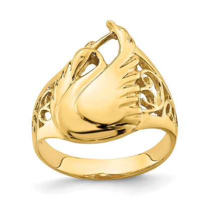14K Gelbgold Poliert Schwan Ring
