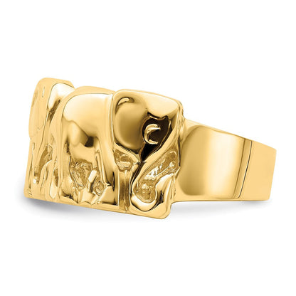 14K Gelbgold Ring mit poliertem Elefanten