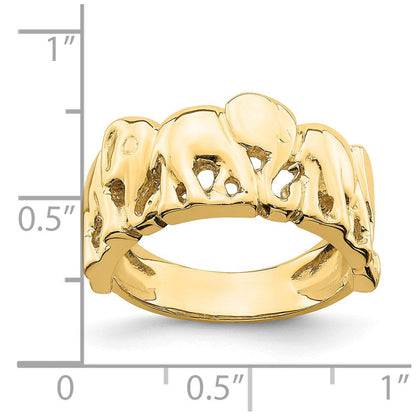 14K Gelbgold Ring mit poliertem Elefanten
