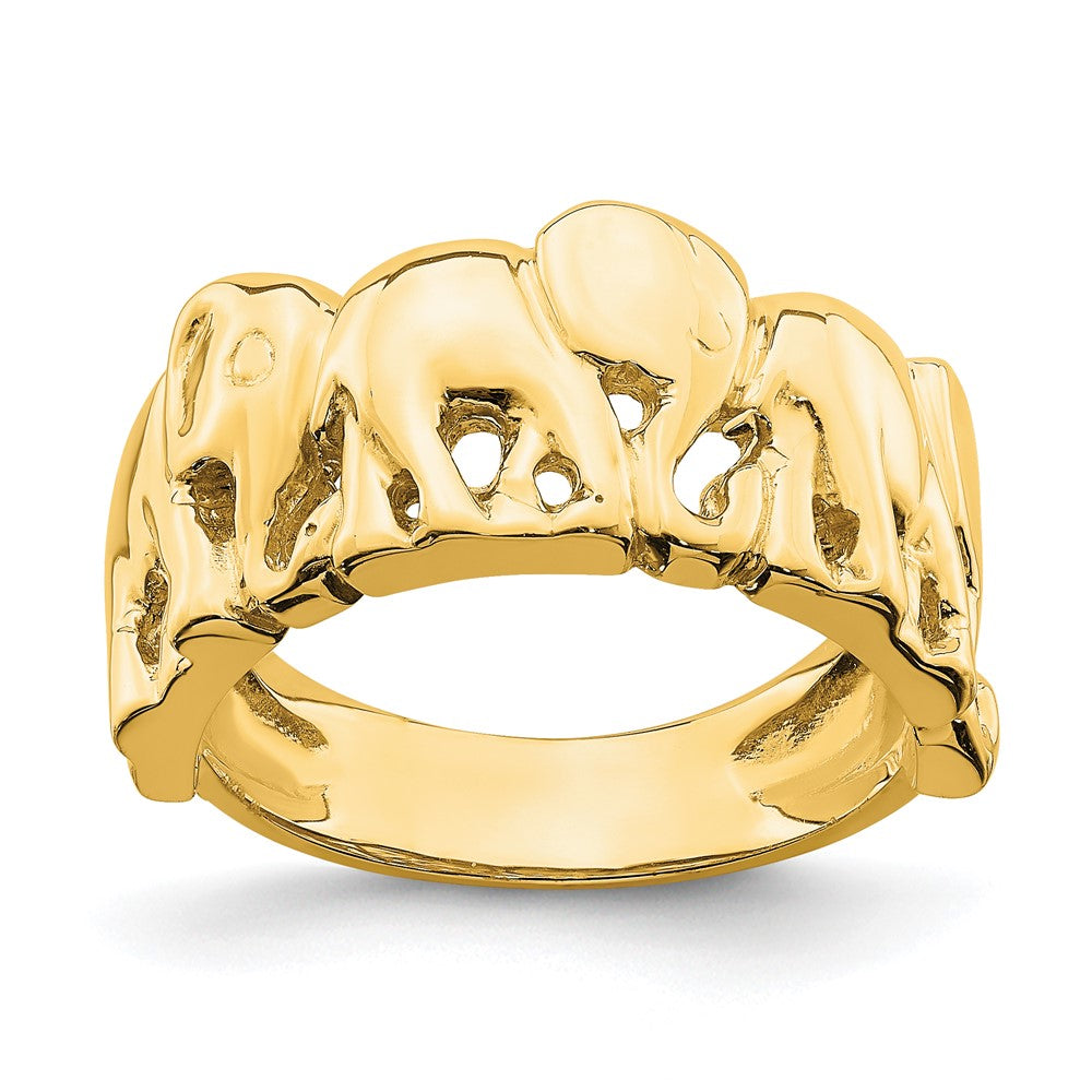 14K Gelbgold Ring mit poliertem Elefanten