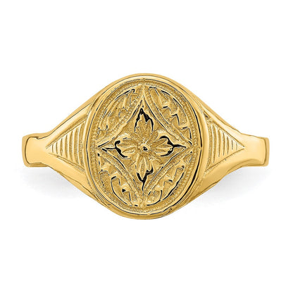 14K Gelbgold Ring mit ovalem Stern-Diamant-Zentrum für Kinder