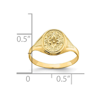 14K Gelbgold Ring mit ovalem Stern-Diamant-Zentrum für Kinder