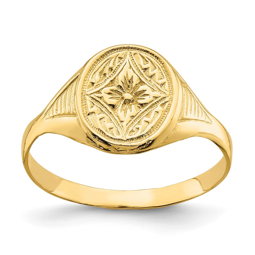 14K Gelbgold Ring mit ovalem Stern-Diamant-Zentrum für Kinder