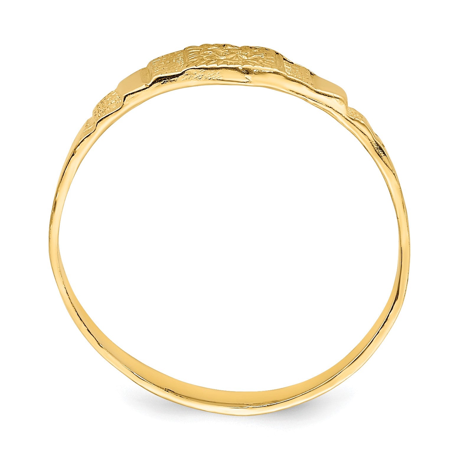 14K Gelbgold Blume Mittig Graviert Baby Ring