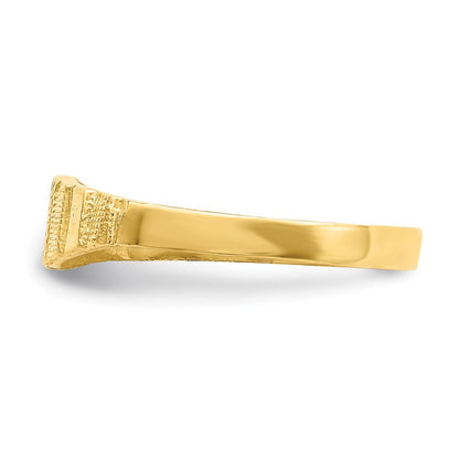 14K Gelbgold Blume Mittig Graviert Baby Ring