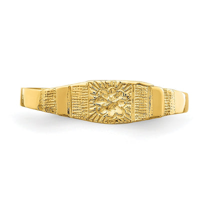 14K Gelbgold Blume Mittig Graviert Baby Ring