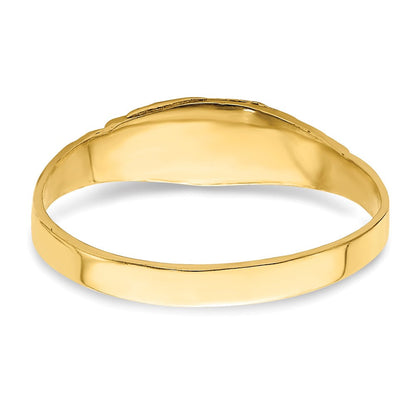 14K Gelbgold Blume Mittig Graviert Baby Ring