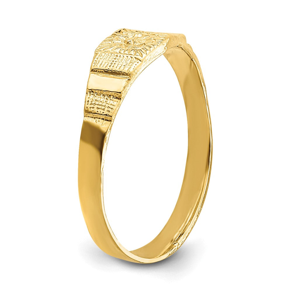 14K Gelbgold Blume Mittig Graviert Baby Ring
