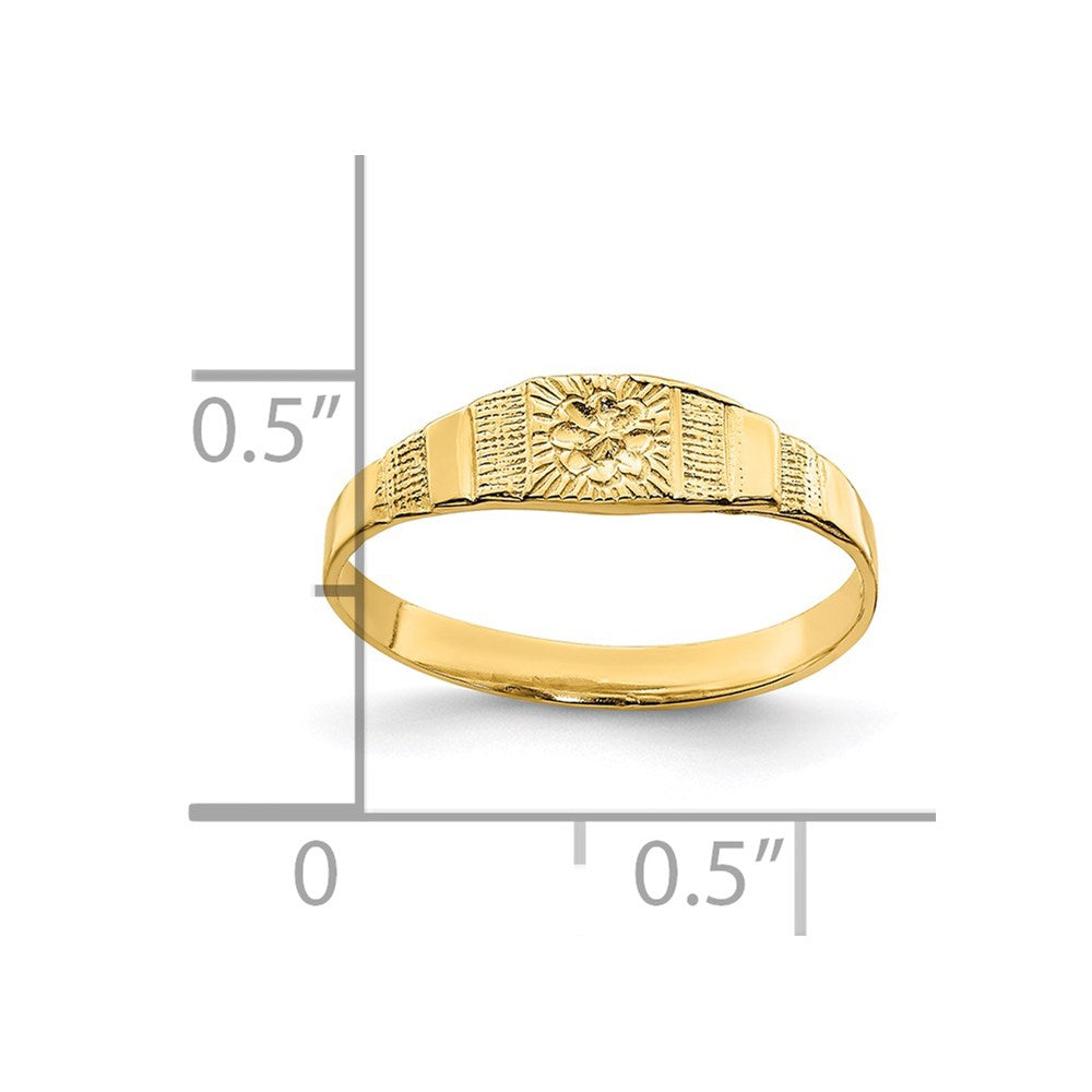 14K Gelbgold Blume Mittig Graviert Baby Ring
