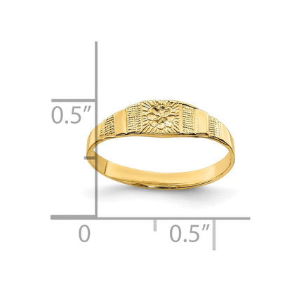 14K Gelbgold Blume Mittig Graviert Baby Ring