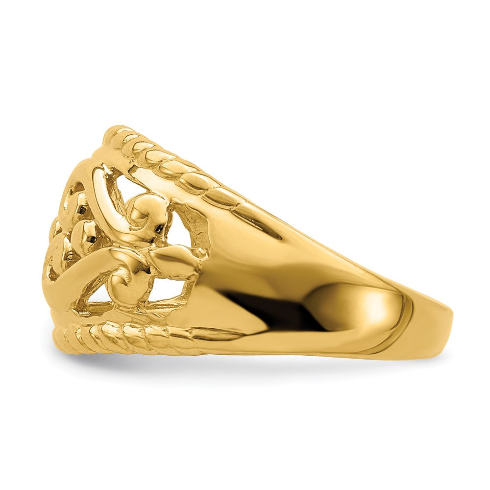 14K Gelbgold Ring mit poliertem Herz-Ausschnitt-Design