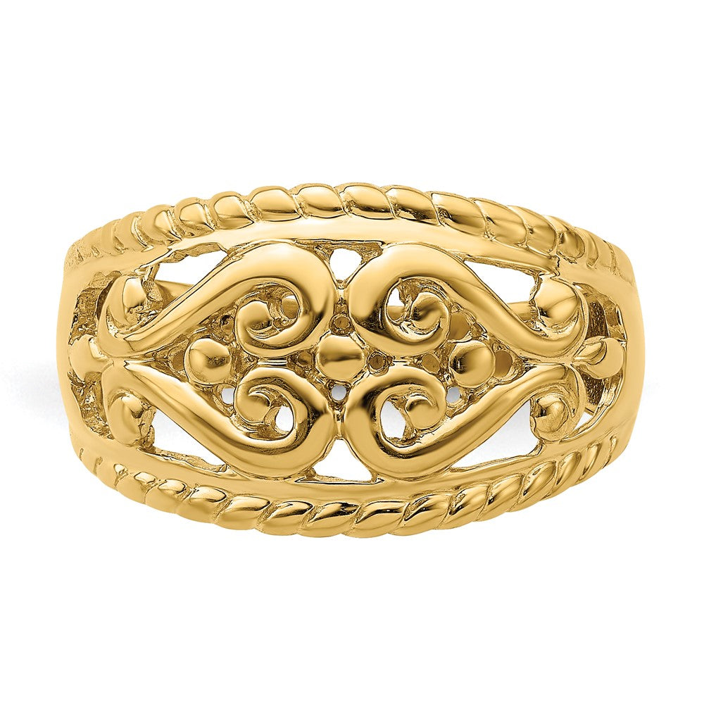 14K Gelbgold Ring mit poliertem Herz-Ausschnitt-Design