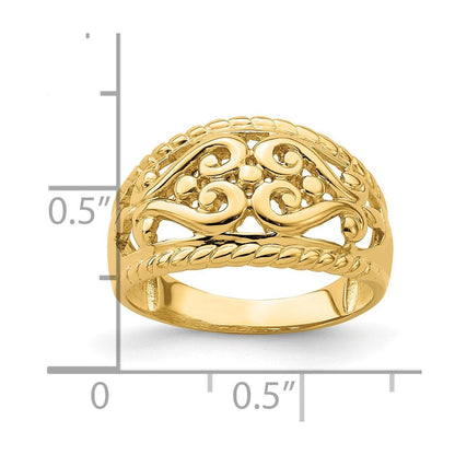 14K Gelbgold Ring mit poliertem Herz-Ausschnitt-Design