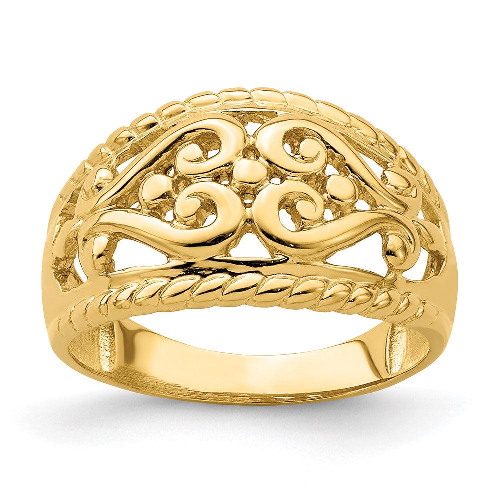 14K Gelbgold Ring mit poliertem Herz-Ausschnitt-Design