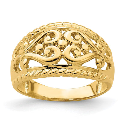 14K Gelbgold Ring mit poliertem Herz-Ausschnitt-Design