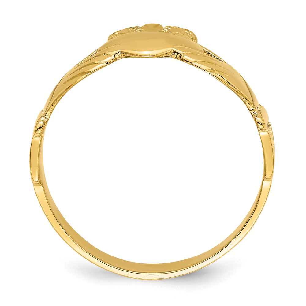 14K Gelbgold Ring mit Claddagh-Motiv, poliert