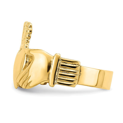 14K Gelbgold Ring mit Claddagh-Motiv, poliert