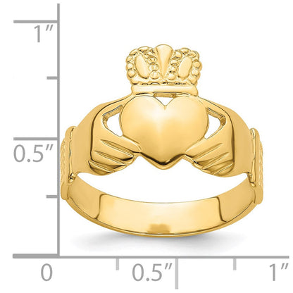 14K Gelbgold Ring mit Claddagh-Motiv, poliert