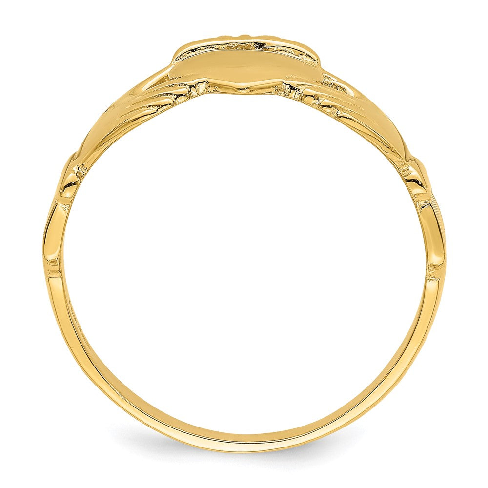 14K Gelbgold polierter Claddagh-Ring (Größe 9)