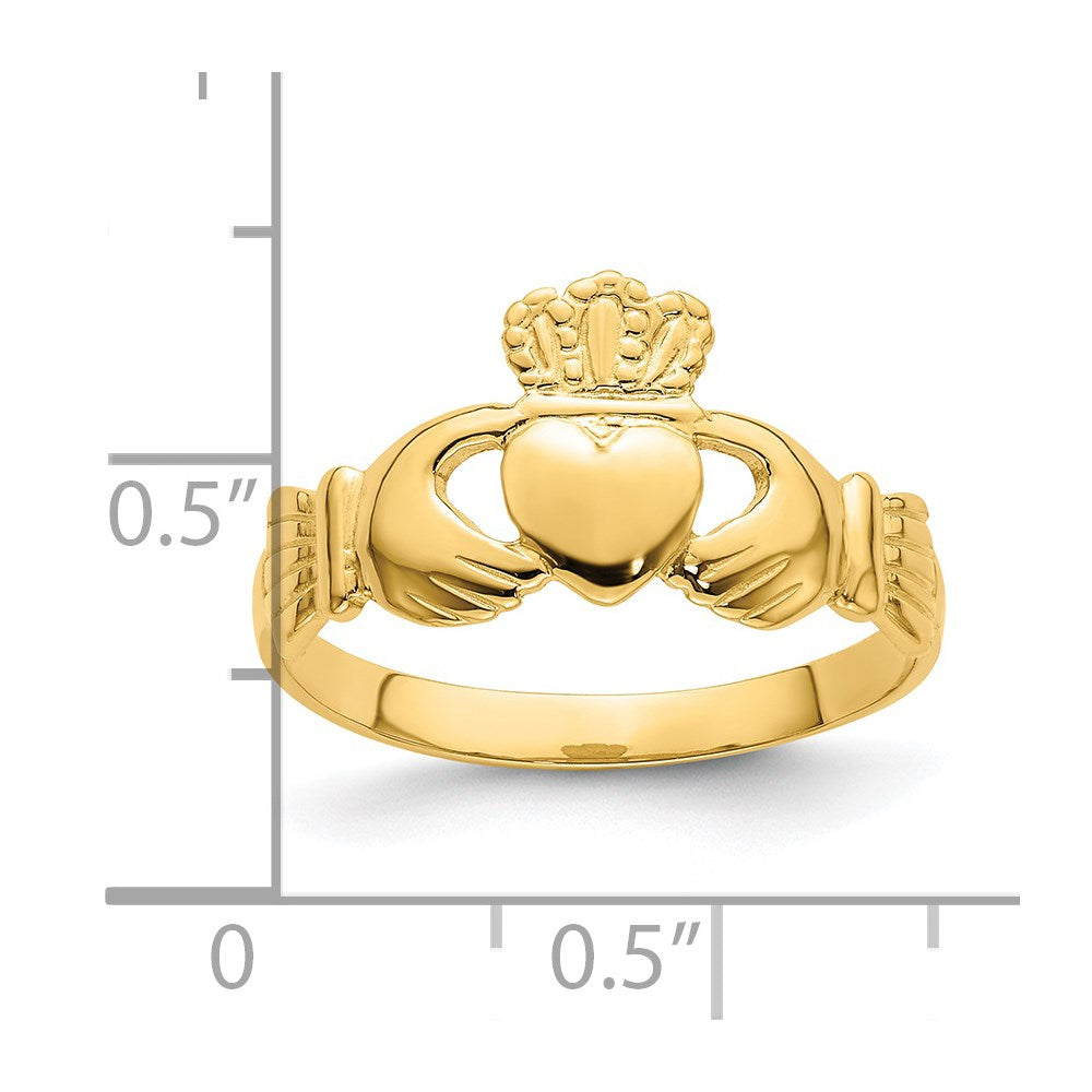 14K Gelbgold Poliert Claddagh Ring (size 7)