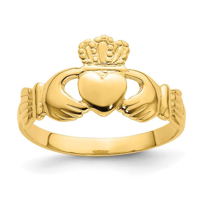 14K Gelbgold Poliert Claddagh Ring (size 7)