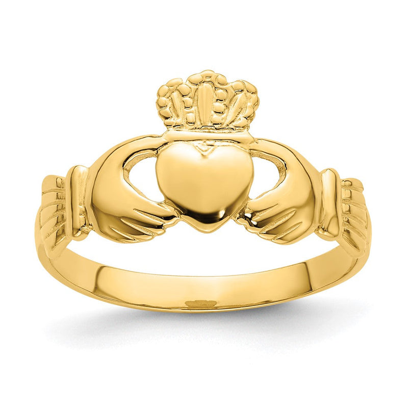 14K Gelbgold Poliert Claddagh Ring (size 7)