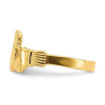 14K Gelbgold Polierter Claddagh-Ring