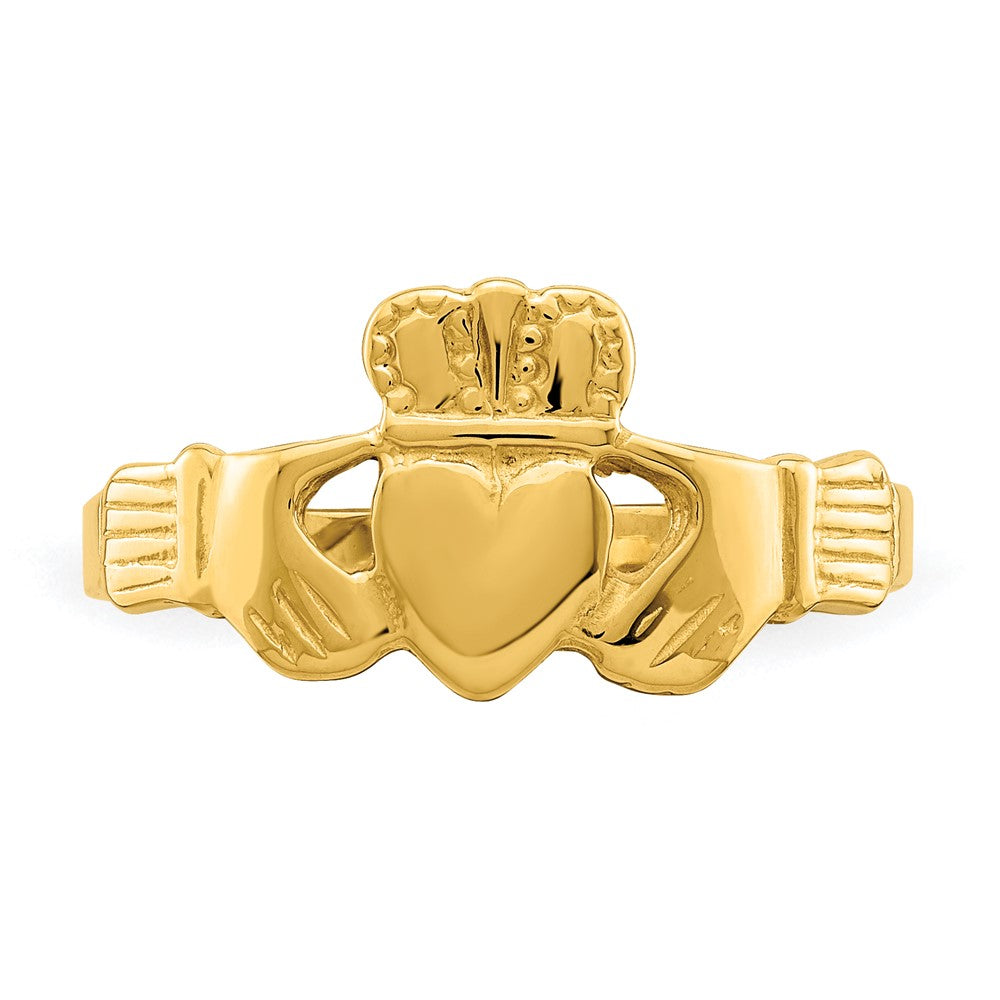 14K Gelbgold Polierter Claddagh-Ring