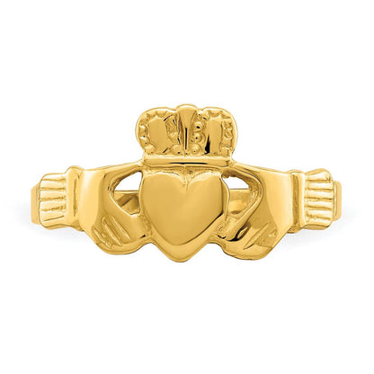 14K Gelbgold Polierter Claddagh-Ring