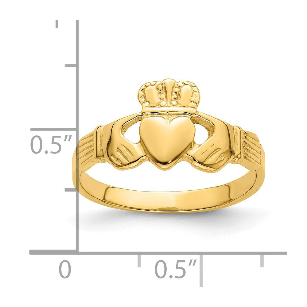 14K Gelbgold Polierter Claddagh-Ring