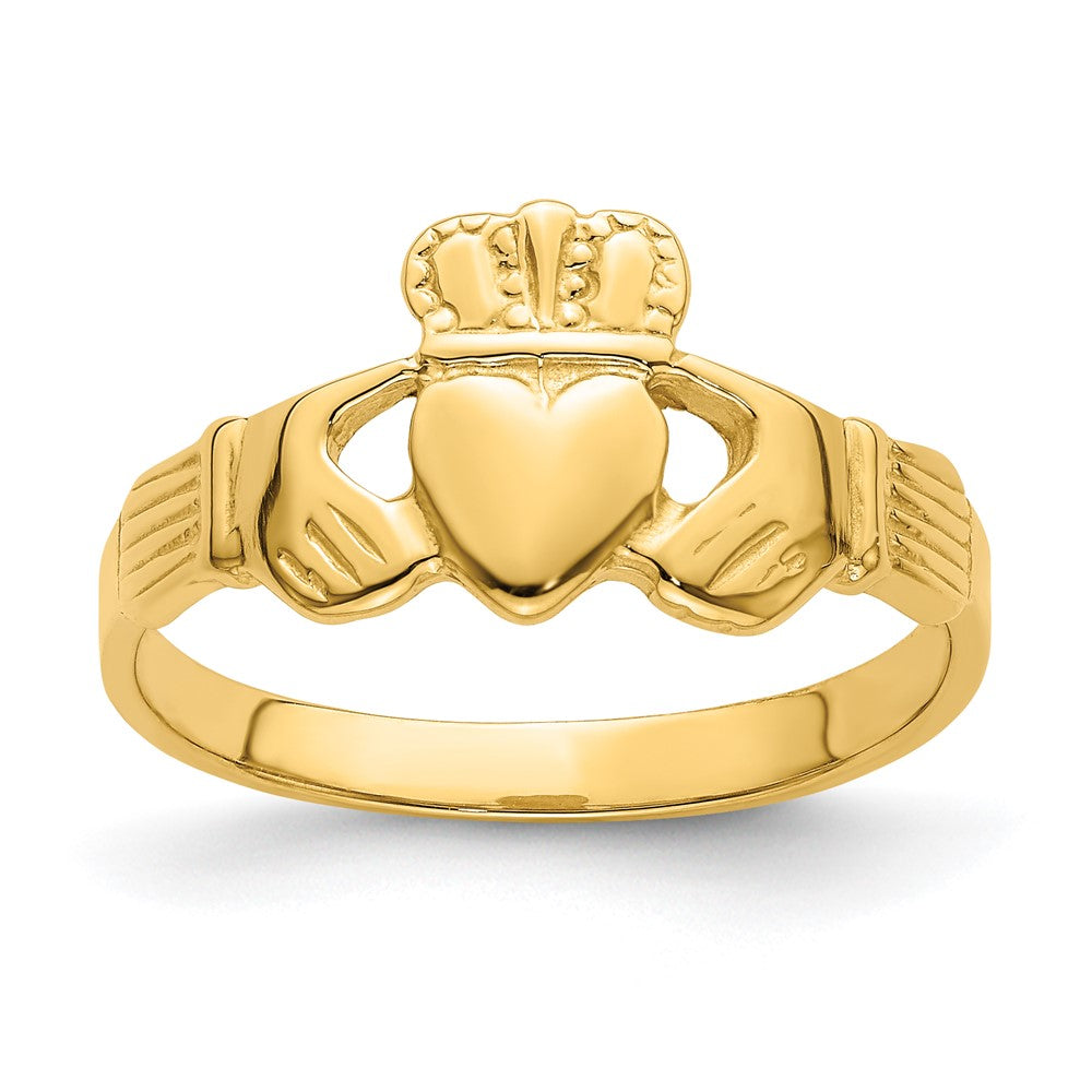 14K Gelbgold Polierter Claddagh-Ring