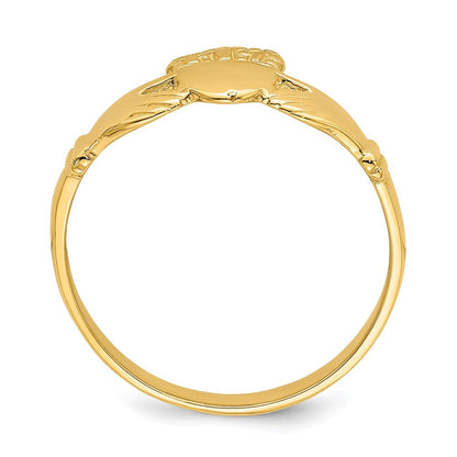 14K Gelbgold Claddagh-Ring, poliert