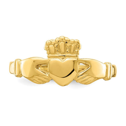 14K Gelbgold Claddagh-Ring, poliert