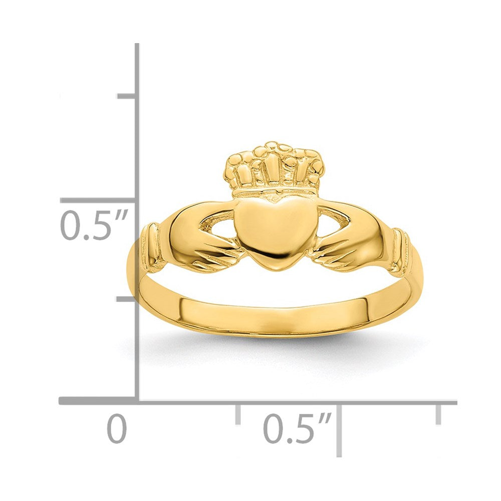 14K Gelbgold Claddagh-Ring, poliert
