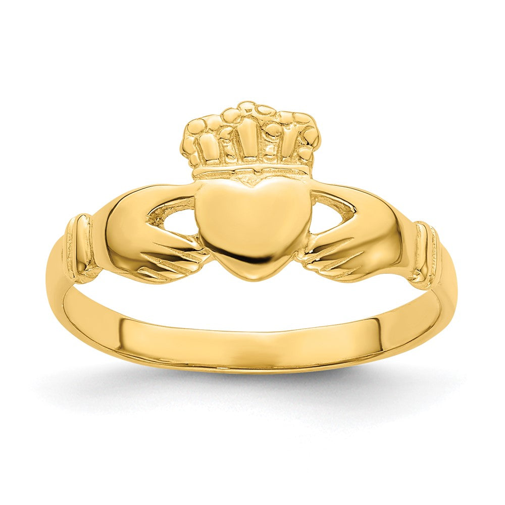 14K Gelbgold Claddagh-Ring, poliert