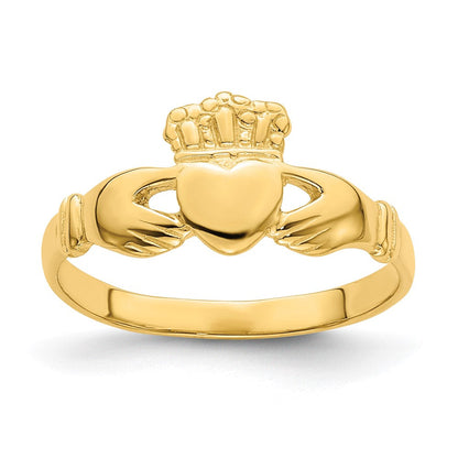 14K Gelbgold Claddagh-Ring, poliert