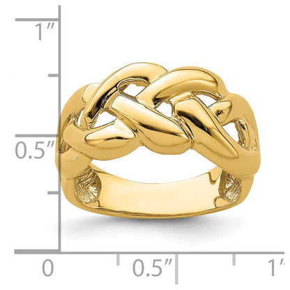 14K Gelbgold Polierter Verschlungener Geflochtener Ring