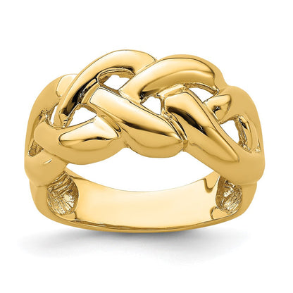 14K Gelbgold Polierter Verschlungener Geflochtener Ring