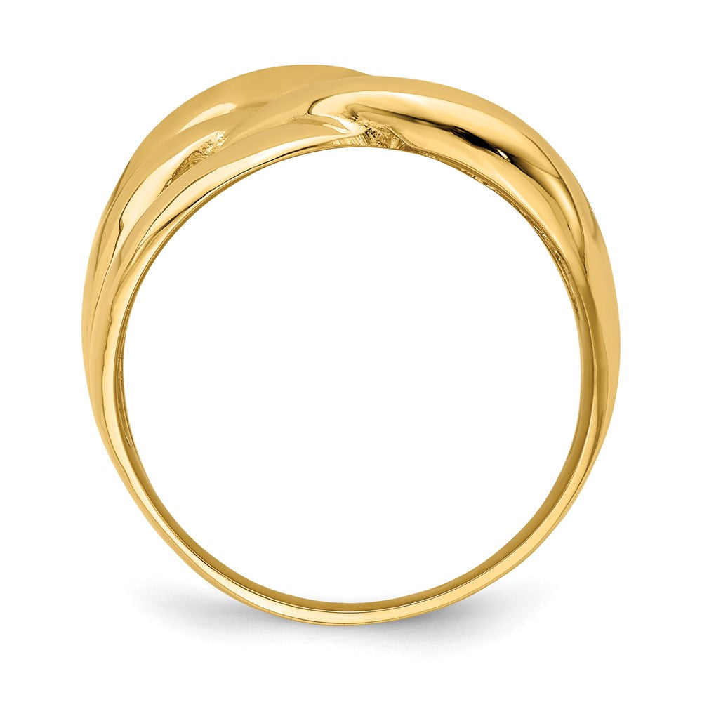 14K Gelbgold poliert massiver Korbgeflecht-Ring mit Bombierung