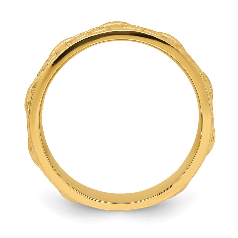 14K Gelbgold Polierter/Satinierter Fleur-de-Lis-Ring