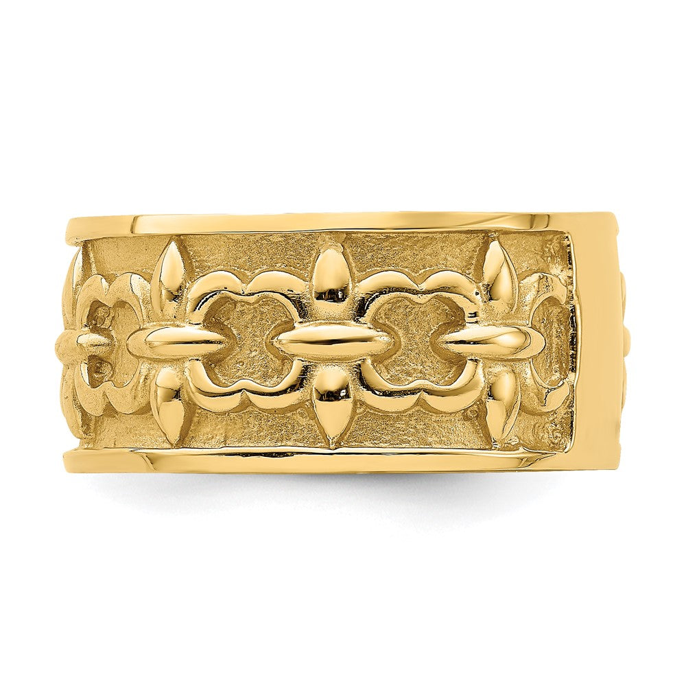 14K Gelbgold Polierter/Satinierter Fleur-de-Lis-Ring