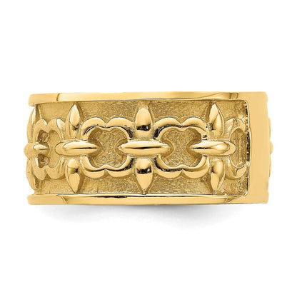 14K Gelbgold Polierter/Satinierter Fleur-de-Lis-Ring