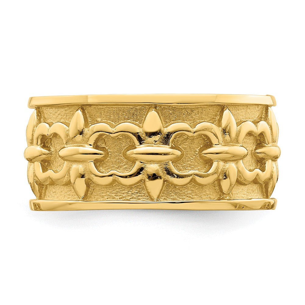 14K Gelbgold Polierter/Satinierter Fleur-de-Lis-Ring