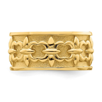 14K Gelbgold Polierter/Satinierter Fleur-de-Lis-Ring