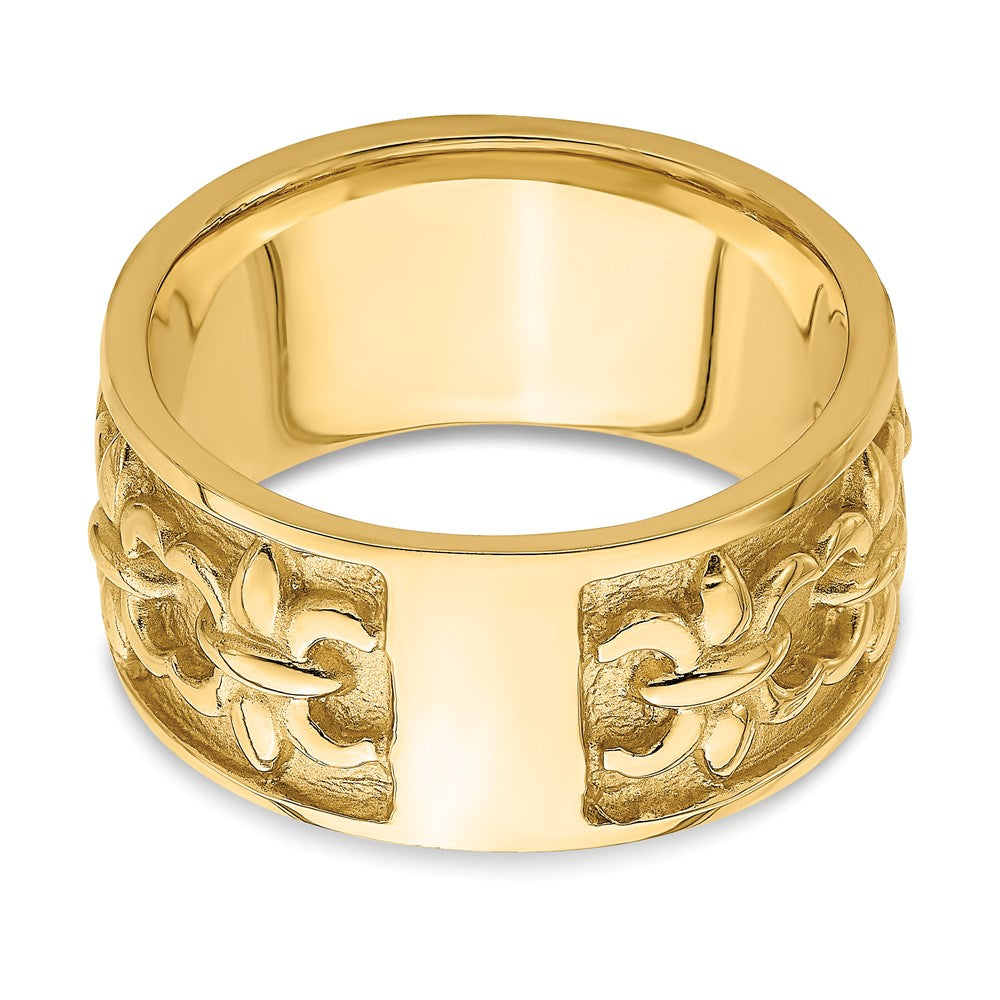 14K Gelbgold Polierter/Satinierter Fleur-de-Lis-Ring