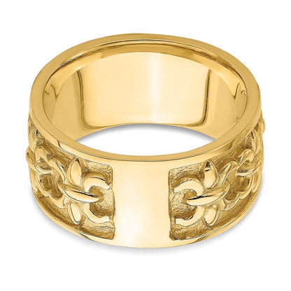 14K Gelbgold Polierter/Satinierter Fleur-de-Lis-Ring