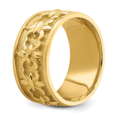 14K Gelbgold Polierter/Satinierter Fleur-de-Lis-Ring