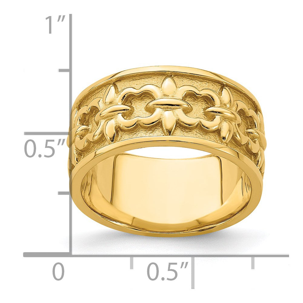 14K Gelbgold Polierter/Satinierter Fleur-de-Lis-Ring