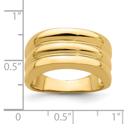 14K Gelbgold polierter Ring mit dreifacher Wölbungsrippe